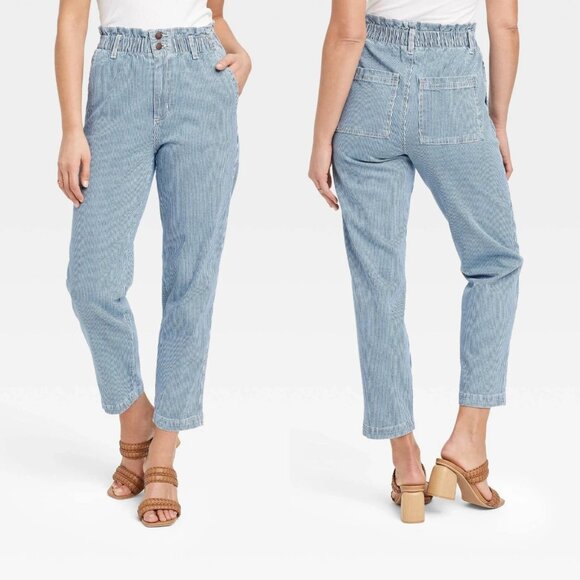 Size 00 - Womens Super-High Rise Taper Jeans - Universal Thread - Indigo Stripes - Picture 1 of 6